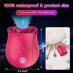 10-Speed Red Rechargeable Silicone Rose Clitoral Vibrator with Sucking Function