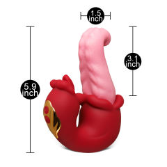 10-Speed Red Rechargeable Silicone Vibrating Massager with Tongue-Licking