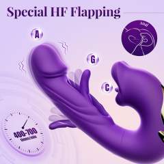 7-Speed Purple Rechargeable Vibrating & Tongue-Licking Massager with Flapping Function