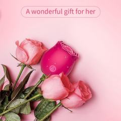 10-Speed Red Rechargeable Silicone Rose Clitoral Vibrator with Tapping Function