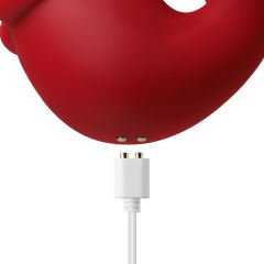 10-Speed Red Rechargeable Silicone Vibrating Massager with Tongue-Licking