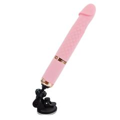 10-Speed Pink Rechargeable Silicone Vibrator with Thrusting & App Control