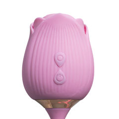 10-Speed Pink Color Silicone Clitoral Sucking Rose with Thrusting Vibrator