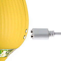 10-Speed Yellow Color Silicone Clitoral Sucking Rose with Thrusting Vibrator