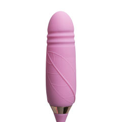 10-Speed Pink Color Silicone Clitoral Sucking Rose with Thrusting Vibrator
