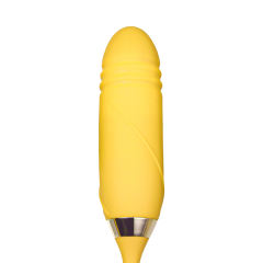 10-Speed Yellow Color Silicone Clitoral Sucking Rose with Thrusting Vibrator