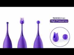 7-Speed Purple Rechargeable Silicone Clitoral Vibrator with 2 Silicone Heads