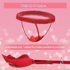 10-Speed Red Rose Shape Waterproof Rechargeable Remote Control Silicone Wearable Panty Vibrator