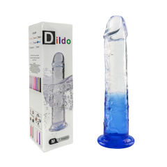 7.68'' Transparent & Blue Body-Safe TPE Dildo with Strong Suction Cup