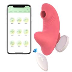 9-Speed Pink Waterproof Rechargeable App & Remote Control Silicone Wearable Panty Vibrator