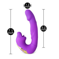 Customizable 7-Speed Purple Rechargeable Vibrating & Tongue-Licking Massager with Flapping Function