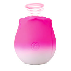 10-Function Magenta & White Silicone Rechargeable Clitoral Sucking Rose Sex Toy