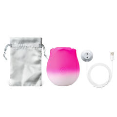10-Function Magenta & White Silicone Rechargeable Clitoral Sucking Rose Sex Toy