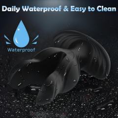 8-Speed Electroshock & Vibrating Rechargeable Black Silicone Vibrating Butt Plug with Remote Control Vibrators