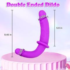 Purple Silicone Strap-On Double Ended Dildo with Adjustable Harness