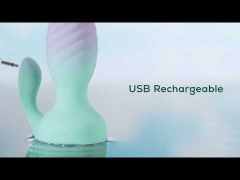 Pink & Blue 10-Speed Rechargeable Silicone Vibrating Anal Plug with Remote Control