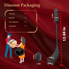 9-Speed Black Thrusting & Vibrating Rechargeable Silicone Prostate Massage with Dual Cock Rings and Remote Control