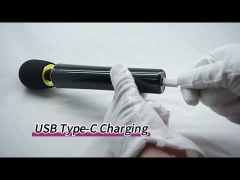 9-Speed Black Rechargeable Silicone Cordless High-Power Wand Massager for Clitoral Stimulation with LED Display