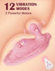 12 Modes Pink Silicone Vibrating Ride Prostate Massager with Remote Control