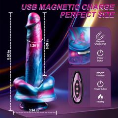 3 Thrusting & 7 Vibrating & Heating Modes Multicolor Fantasy Dildo with Suction Cup & Remote Control