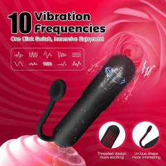 Black 10-Speed Rechargeable Vibrating Bullet with Silicone Grip Handle