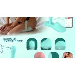 9-Speed App-Controlled Silicone Hands-Free Ride-On Vibrator in Cyan with Dual Motor G Spot & Clitoral Stimulator
