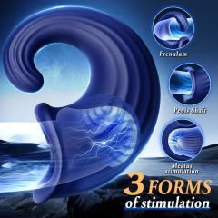 7-Speed Blue Rechargeable Penis Training Vibrator with Diverse Particle Textures