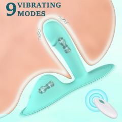9-Speed App-Controlled Silicone Hands-Free Ride-On Vibrator in Cyan with Dual Motor G Spot & Clitoral Stimulator