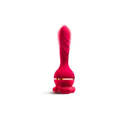 3-Speed Red Color Silicone Clitoral Sucking Rose with Thrusting Vibrator