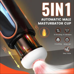 10-Speed Sucking, Thrusting & Vibrating Waterproof Automatic Male Masturbators in Black with Sound Effects
