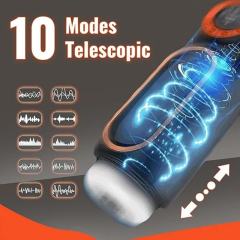 10-Speed Sucking, Thrusting & Vibrating Waterproof Automatic Male Masturbators in Black with Sound Effects
