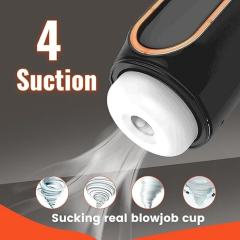 10-Speed Sucking, Thrusting & Vibrating Waterproof Automatic Male Masturbators in Black with Sound Effects