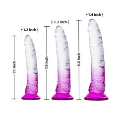 Clear & Purple TPE 3-Piece Dildo Set