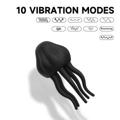 Black 10-Speed Rechargeable Vibrating Penis Massager