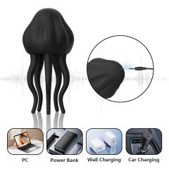 Black 10-Speed Rechargeable Vibrating Penis Massager