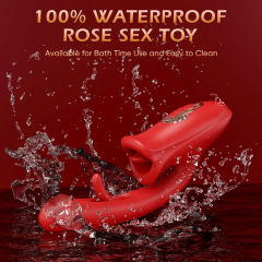 10-Speed Red Silicone Rechargeable Vibrator with Tongue-Licking & Flapping