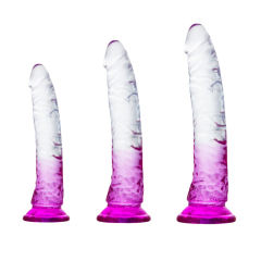 Clear & Purple TPE 3-Piece Dildo Set
