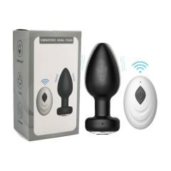 10-Speed Black Remote Control Rechargeable Silicone Anal Plug