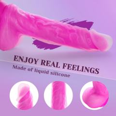 10-Speed Magenta Remote-Controlled Rechargeable Thrusting & Vibrating Silicone Dildo