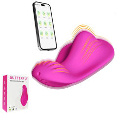 9 Modes Magenta Waterproof Rechargeable Silicone Wearable Panty Vibrator with App Control