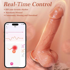 9-Speed Flesh Color App-Controlled Rechargeable Thrusting Silicone Dildo with Vibration & Heating