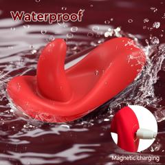9-Speed Red App-Controlled Wearable Panty Vibrator with Vibrating Tongue and Remote Controller
