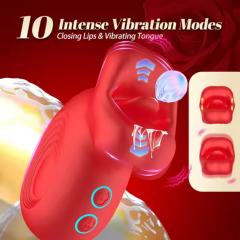10-Speed Red Color Big Mouth Stimulator with Licking Tongue