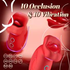 10-Speed Red Color Big Mouth Stimulator with Licking Tongue