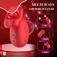 10-Speed Red Color Big Mouth Stimulator with Licking Tongue