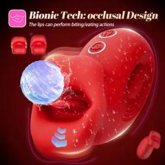 10-Speed Red Color Big Mouth Stimulator with Licking Tongue