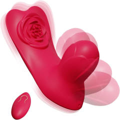 10-Mode Rechargeable Red Silicone Wearable Panty Vibrator with Finger-Like Motion and Remote Control