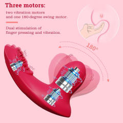 10-Mode Rechargeable Red Silicone Wearable Panty Vibrator with Finger-Like Motion and Remote Control