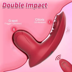10-Mode Rechargeable Red Silicone Wearable Panty Vibrator with Finger-Like Motion and Remote Control