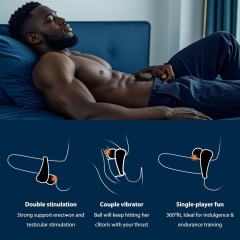 10-Mode Rechargeable Waterproof Silicone Black Vibrating Cock Ring with Magnetic USB Charging